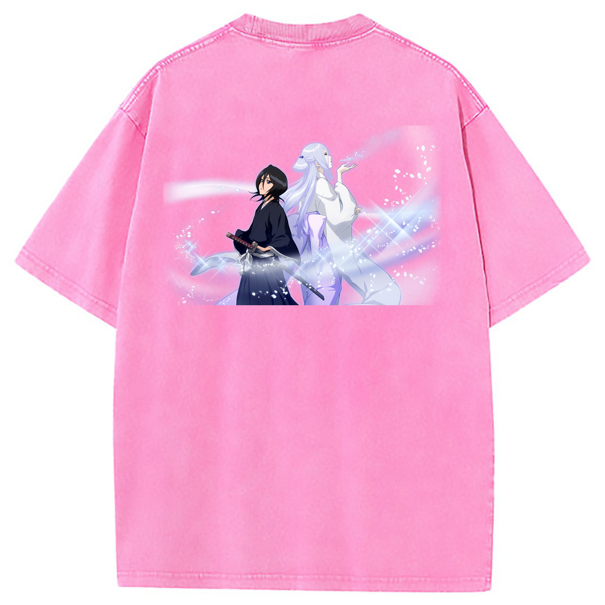（画像用） ブリーチ 朽木ルキア BLEACH Kuchiki Rukia 綿100% ヴィンテージ風 半袖Tシャツ（背面プリント）
